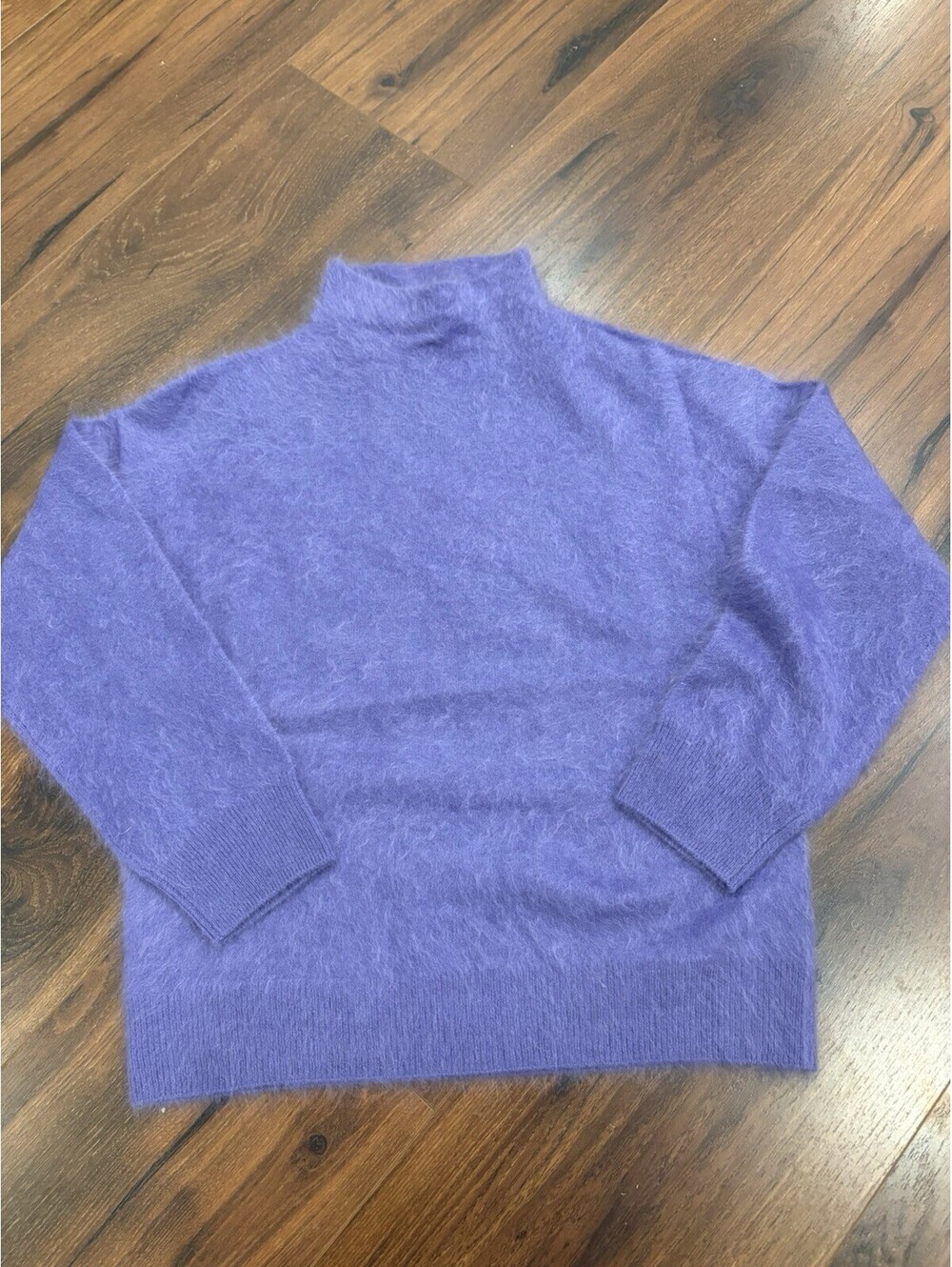 27 MILES MALIBU CASHMERE Lavender Fuzzy Purple Mock Turtle Neck SWEATER SIZE XS